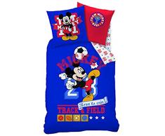 Disney Mickey Sport Set di Biancheria da Letto, Cotone, Blu, 135Â x 200Â cm, 2Â unitÃ 