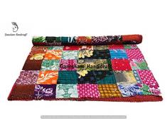 indiano hippie Home Decor Room Decor coperta, Handmade Quilt, Bohemian Bedding, Bohemian copriletto, coperta, copriletto, cotone kantha Bedding, ricamato a mano vintage patchwork kantha trapunta