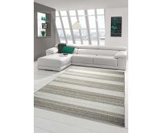 Tappeto moderno a righe, tessuto piatto, effetto sisal, da cucina, grigio, Grau, 80 x 200 cm