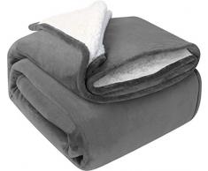 Utopia Bedding Sherpa Coperta in Pile di Flanella per Divano - (150 x 200 cm) - Grigio - Coperta Leggera - Morbida e Calda per Divano