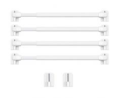 4 Asta per Tende Estensibile Barre per Armadio Asta di Tensione per Tende in Plastica Regolabile con 10 Ganci Autoadesivi Forniture per Casa Bagno Hotel (15,7 a 27,5 Pollici, Bianco)