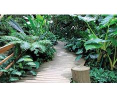 Delester Design pontile in Legno al Centro delle Piante Esotiche Tappeto, Vinile,, 120Â x 70Â x 0,2Â cm