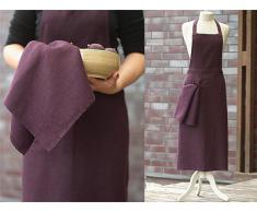 LinenMe set di 2 asciugamani da tè Lara in lino, melanzana