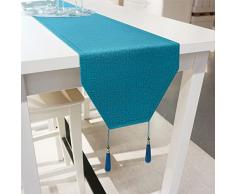 Iycnkok Runner Tavola Impermeabile 30 x 240 cm Lavabile Antimacchia Effetto Lino Moderno Elegante Table Runner, Ideale per Pranzo Feste Casa Cucina, Blu