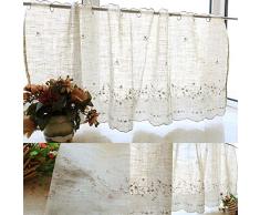 Tende Corte Tenda da Cucina in pizzo di lino Mezze Tende da Cucina moderne Tenda Corta Tenda mantovana Stile Country Tende da caffè Tenda Da Bistrot per soggiorno Camera da letto Cafe Bistro