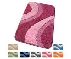 TAPPETO BAGNO shaggy ANTISCIVOLO moderno VARIE MISURE tappeti casa bordato SCENDILETTO SCENDI DOCCIA 100% MADE IN ITALY mod.EVIA (PORPORA (P), 80 Centimetri)