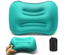 VICKSONGS Cuscino da Gonfiabile,Cuscino Gonfiabile da Campeggio, Cuscino Gonfiabile da Campeggio Impermeabile Leggero Portatile Compatto per Supporto da Collo per Campeggio Spiaggia (Blu verde)