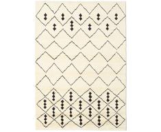RugVista, Berber Indo, Tappeto, Pilo Corto, 160 x 230 cm, Rettangolare, Lana, Corridoio, Camera Da Letto, Cucina, Soggiorno, Off-Bianco / Nero, Beige