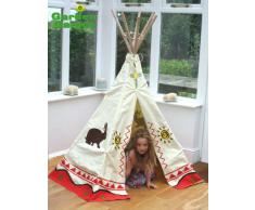 Garden Games Teepee Wigwam - Tenda da gioco per bambini, tela 100% cotone, altezza ca. 150 cm, adatto per utilizzo interno ed esterno