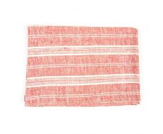 LinenMe 100 x 137 cm asciugamano da bagno in lino multistrisce, rosso/bianco
