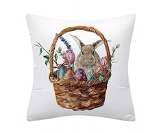 Chicmine Federa per cuscino antipolvere con cerniera nascosta decorativa Happy Easter Spring Throw federa per cuscino per uso quotidiano