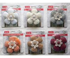 COPPIA CALAMITE STILE SHABBY PER TENDE - FORMA FIORE IN VARI COLORI (BORDEAUX)