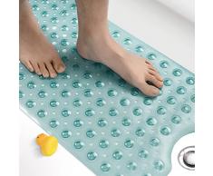 HITSLAM Tappetino Vasca Antiscivolo da Bagno, 100 x 40cm Extra Lungo Tappetino Doccia Antiscivolo Senza BPA, Resistente alla Muffa e Lavabile in Lavatrice Tappetino Bagno, Verde