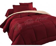 Judit Trapunta Tinta Unita Duble Face Invernale Imbottita 350 gr/mq 100% Morbida Microfibra di Poliestere Misura 2 Piazze Letto Matrimoniale 260x260 cm Colore Bordeaux Panna