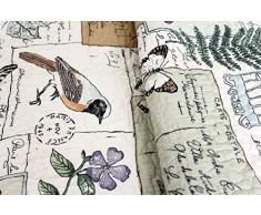 Copriletto Birdy 230 x 250 cm uccelli farfalla autunno vintage Plaid Coperta Quilt