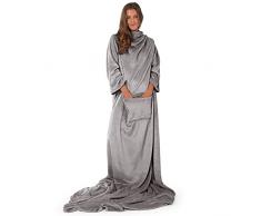 Blumtal Coperta Indossabile con Maniche, Coperta in Pile Indossabile con Tasche, Coperta con Maniche, 170X200cm, Grigio