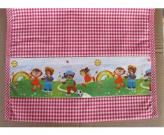 Set Colazione per Asilo Tovaglietta cm 38x48 Tovagliolo cm 30x30. Cotone 100%. Con balza Giardino applicata