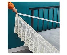 Gonna da letto Avvolgente in Pizzo,Tre Lati Tessuto Singolo/Matrimoniali/Una Piazza e Mezzo Pizzo Vestiletto Elegante e Traspirante, con Motivo Floreale Elasticizzato e Volant Antipolvere da 38 cm