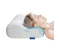 LAMB® Cuscino Cervicale Memory Foam per Dormire, Altezza Regolabile, Ortopedico RUCO-BAC MED, Antirussamento, Traspirante, Antiacaro, Ortopedico, Cuscini Letto Matrimoniale
