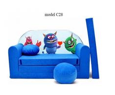 ItalPol Produkt Divano divanetto Bambini Cuscino e Puff Mini Divano transformabile in Lettino.