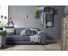 Knit Factory 101115 - Coperta lavorata a maglia Plaid Aran, 130 x 160 cm grigio