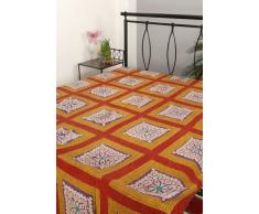RAJRANG Ethnic Indian Home Decor per Letto Matrimoniale in Cotone Copriletto Patchwork