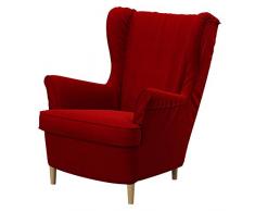 Soferia Fodera di ricambio compatibile per STRANDMON poltrona, tessuto Elegance Red, rosso