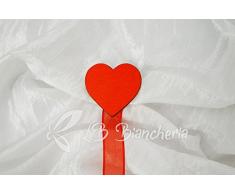 R.P. Set 4 Calamite per Tende - REGGITENDA FERMATENDA Shabby Country Chic - N. 4 Pezzi (2 Coppie) - Rosso - Cuore