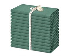 12 Pack Tovaglioli di lino Cotone 40 x 40 cm Tovaglioli di stoffa per cena Tovaglioli di tessuto misto lino di cotone Tovaglioli di lino lavabili riutilizzabili per cene di nozze Natale (verde scuro)