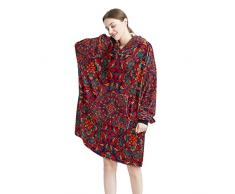 Retro Mandala Boho indiano Vintage indossabile coperta con cappuccio, oversize con cappuccio per le donne, felpa comoda, Multicolor, Taglia unica