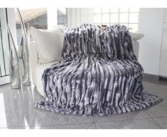 Brandsseller Coperta in finta pelliccia, double-face, Poliestere, grigio argentato, 150 x 200 cm