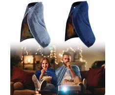 2 Scialli Riscaldanti a USB in Flanella Coperta Riscaldata Elettrica Grigio e Blu Poncho Termico con Bottone Riscaldamento di Collo e Spalle per Auto Ufficio Viaggi Casa, 39 x 28 Pollici
