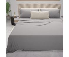 PETTI Artigiani Italiani - Lenzuola in Cotone, Lenzuola Matrimoniali, Completo Letto Matrimoniale, Grigio Perla, 100% Made in Italy