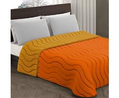 LANTICO ARCOLAIO Trapuntino Copriletto Primaverile-Estivo Tinta Unita Double-Face100% Made in Italy in Morbida Microfibra (Arancio/Scarlatto, Matrimoniale 2 PIAZZE)