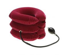 Glield Cuscino ad Aria per Collo Gonfiabile Trazione Vertebra Cervicale Casa a 3 Strati QYQ01 (Rosa Rossa)