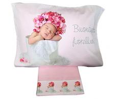 COMPLETO LENZUOLA CULLA LETTINO BABY NOTTE FIORELLINO ROSA ART EB 3089 0308