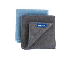 WENKO Pezza in microfibra Miko, 2 pz. - Set di 2 strofinacci, panni lava stoviglie, Poliestere, 30 x 30 cm, Blu