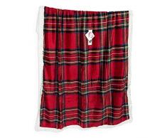 R.P. Daunex - Plaid agnellato Coperta Tartan Scozzese cm 130x160 Rosso