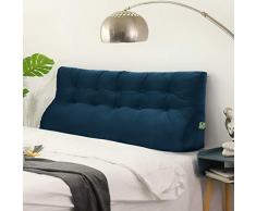 VERCART Cuscino Cuneo Decorativi Cuscino Letto Schiena Cuscino per Dormire da Lettura Grandi Testiera per Letto Divano Con Federa Removibile Velluto Blu 160cm
