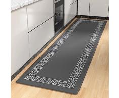 Iycnkok Tappeto Cucina 60x180 cm Impermeabile PVC Durevole Antiscivolo Tappetino Runner Resistente allolio Lavabile, Grigio