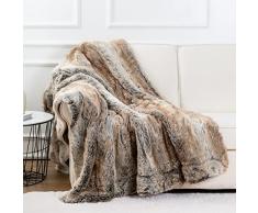 Coperta Plaid, Coperta Pelosa, Coperta In Finta Pelliccia Nordica, Coperta per Divano In Finta Pelliccia, Coperta In Pelliccia di Lusso, Spessa Coperta a Doppio Strato, Morbida, Soffice-200×150 cm