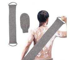 Guanto Da Bagno Esfoliante Naturale E Spazzola da Bagno In fibra di bamboo,Spazzola Per Il Corpo da Doccia con Scrubber Per la Schiena In fibra di bamboo per Bagno Esfoliante Viso e Corpo Unisex