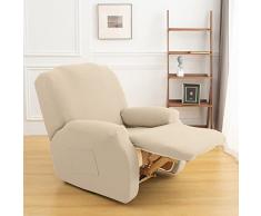 NIBESSER Copripoltrona Relax Reclinabile Universale, Fodere Copripoltrona Reclinabile 1 Posto Elasticizzato Lavabile Rimovibile, Copertura per Poltrona Elettrica Reclinabile(Beige)