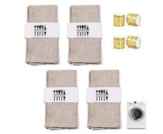 Tovaglioli Lino Tovagliolo Stoffa Cotone Lino Beige 40x40cm 100%Cotone e Lino Tovaglioli per la Cucina di Casa Tavola Della Riutilizzabili Set di 4 Beige con Fori per Appendere 4Anelli portatovagliolo