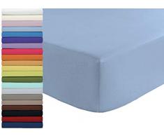 Tata Home Lenzuolo sotto con Angoli ed Elastici 100% Cotone Misura cm 170x200 Letto Due Piazze Matrimoniale Altezza Materasso cm 25 Colore Azzurro Made in Italy 57 Fili al cm2