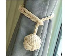 Do4U Coppia di Nappe fermatenda in Corda, Fatte a Mano e con ununica Pallina, per Tenere Legate Le Tende Beige