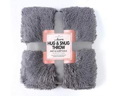 GC - Coperta in morbida pelliccia super morbida per divano letto e divano (grigio/antracite, 150 x 200)