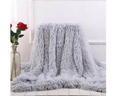 Fansu Coperta in Pelliccia Sintetica per Divano, Calda Soffice Coperta in Pile di Corallo Coperta Decorativa Traspirante Inverno Coperte da Letto in Peluche (Grigio,80 * 120cm)