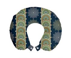 ABAKUHAUS Orientale Cuscino da Viaggio, Bohemian Motivi marocchina, Accessorio in Schiuma di Memoria per Viaggio, 30 cm x 30 cm, Multicolore