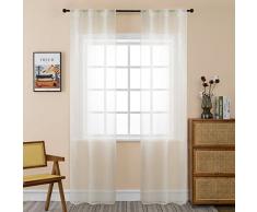 GIRASOLE HOME Coppia Tende Filtranti Semi Trasparenti Effetto Lino Tenda per Interni 2 Pannelli Con Tasca e Passanti Nascosti (Panna, 70x240cm)